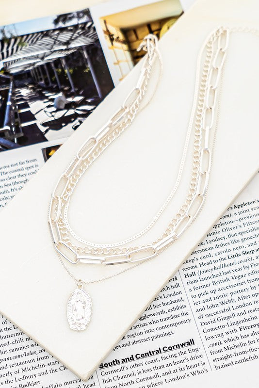 Four Layer Virgin Mary Chain Silver