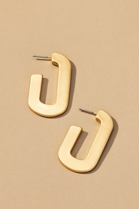 U Shape Hoop Earrings Gold