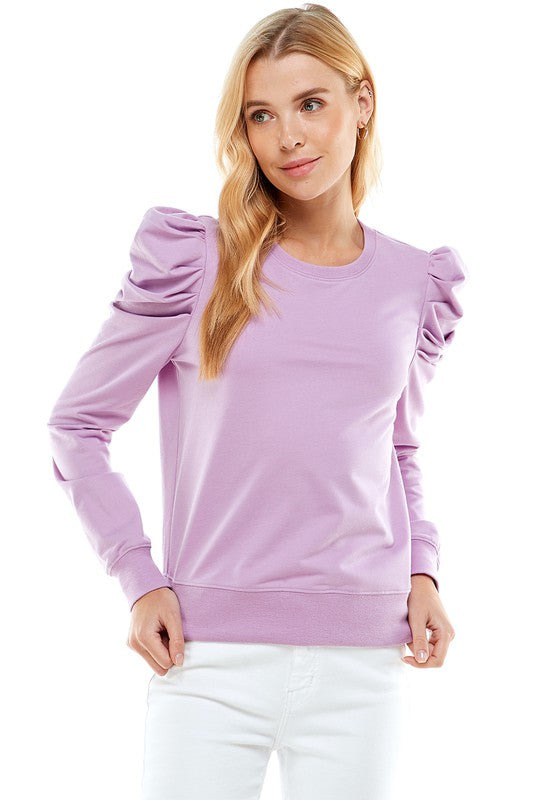 Puffy Sleeve Sweater Lavender