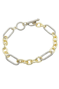 Two Tone Chain Link Bracelet Silver & Gold
