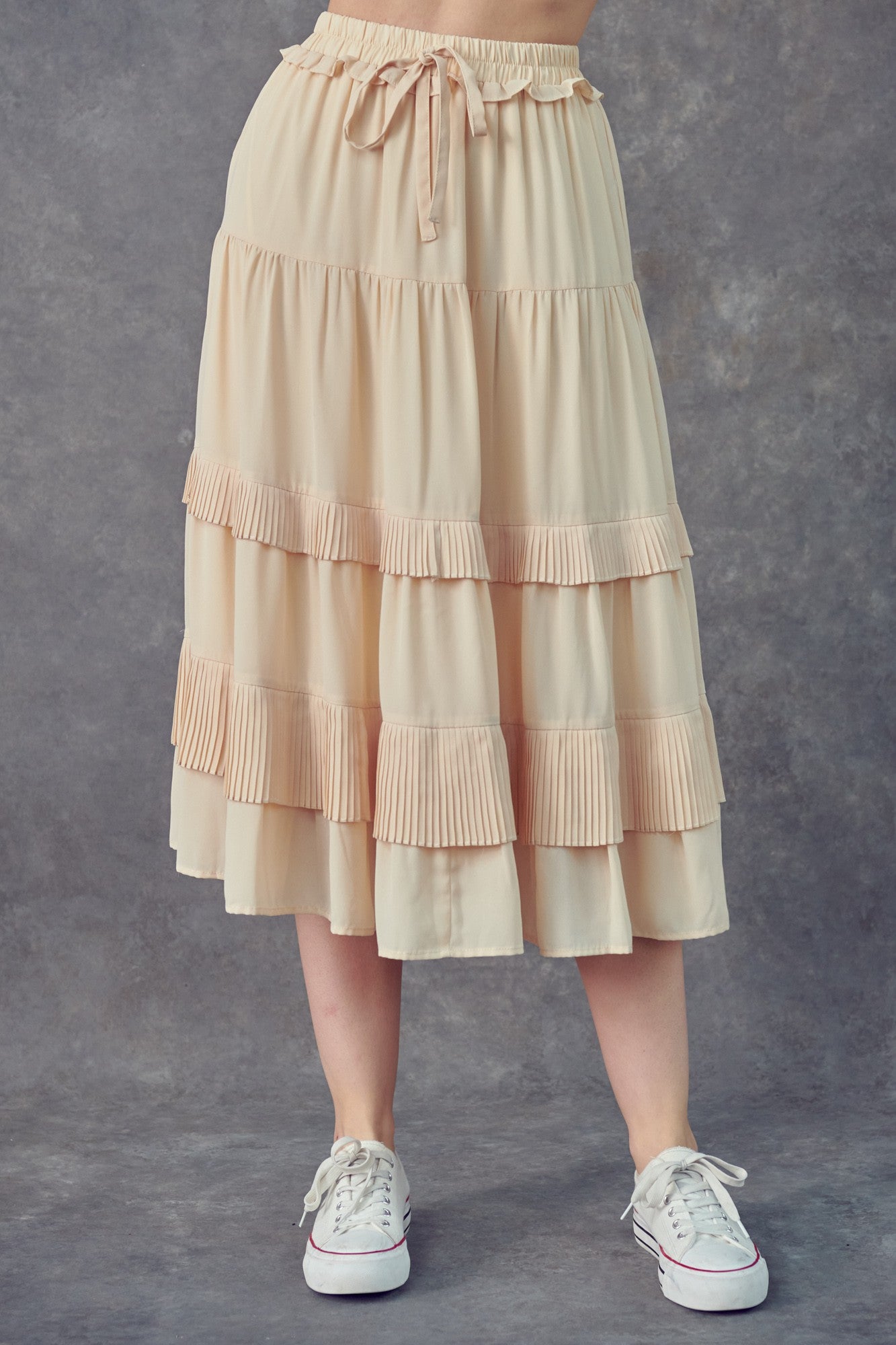 Pleated Maxi Skirt Eggshell