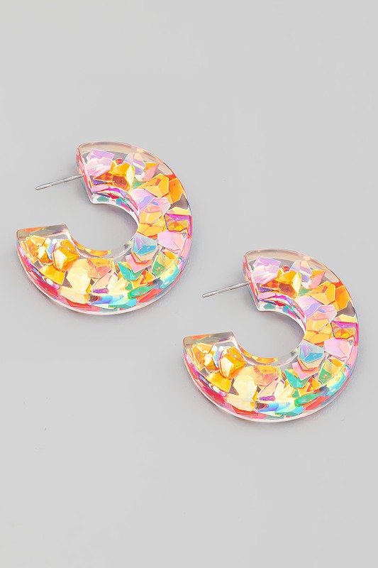 Resin Hoop Earrings PNKPUR