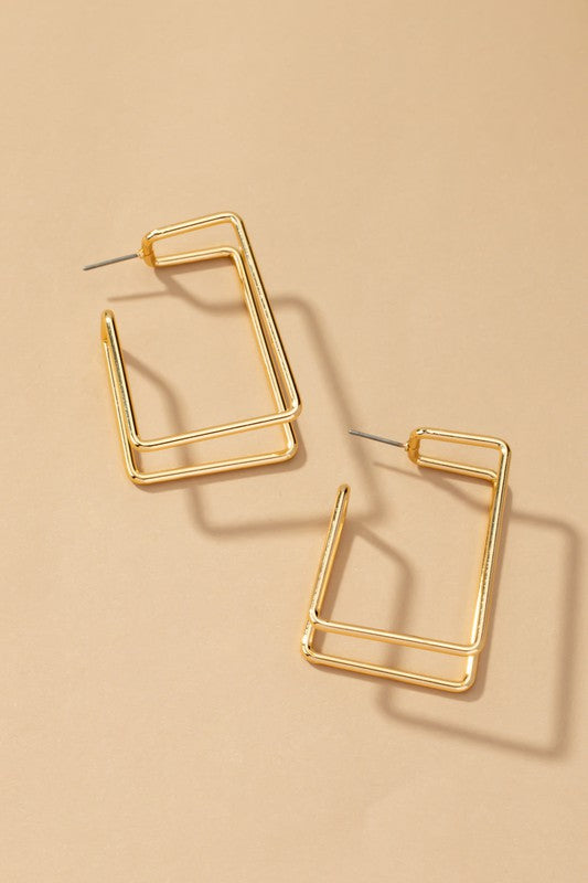 Trapezoid Hoop Earring Gold