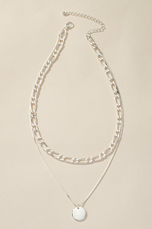 Two Layer Chunky Curb and Snake Chain Silver