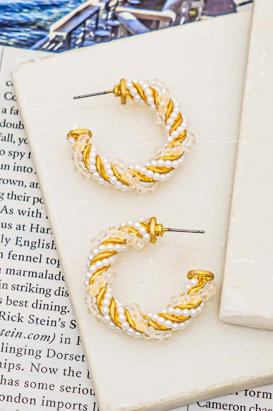 Beads and Pearls Hoop Gold
