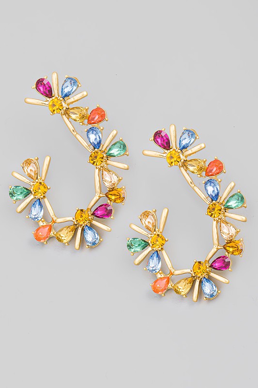 Floral Rhinestone Hoop Multi