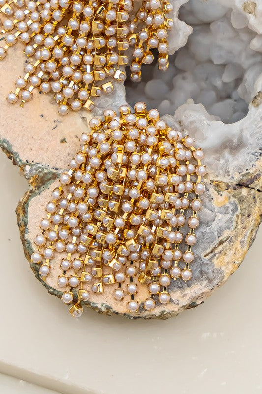 Cluster Pearl Statement Earrings Gold