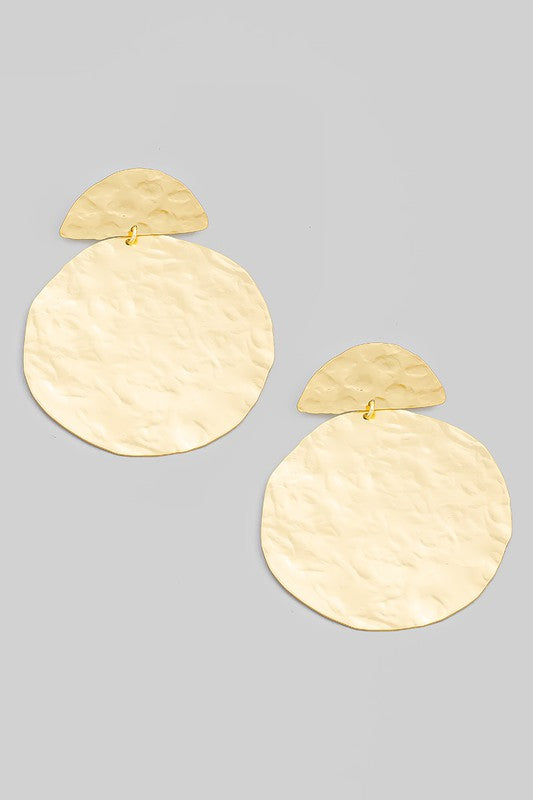 Hammered Drop Earrings Gold