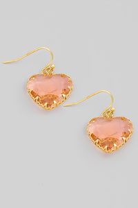 Crystal Heart Earrings Pink