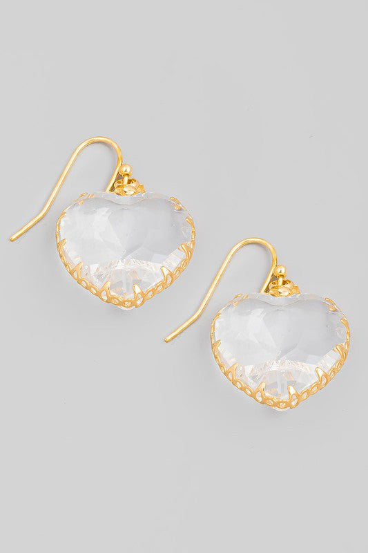 Crystal Heart Earrings Clear