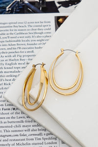 Double Oval Hoop Earrings Gold