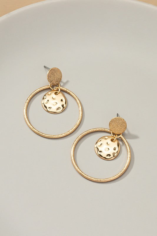 Sandblast Hoop Earrings Gold
