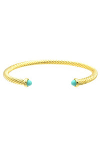 Gold Cable Cuff Turquoise
