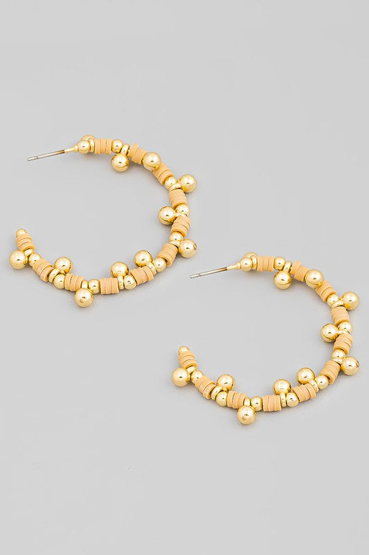 Beaded Hoop Gold/Beige