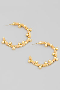 Beaded Hoop Gold/Beige