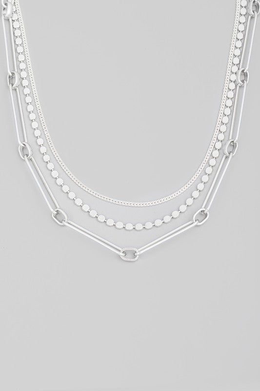 Assorted Layered Necklace Silver