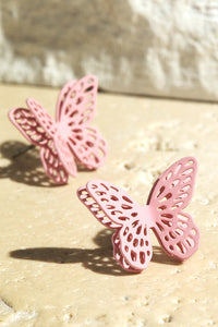 Butterfly Filigree Earrings L Pink
