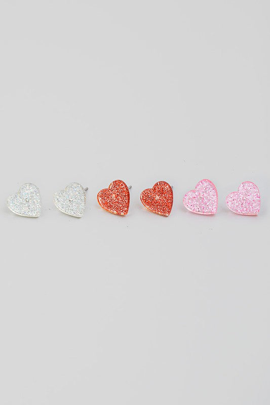 Mini Glitter Heart Stud