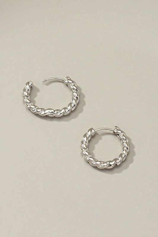 Textured Huggie Hoop Silver