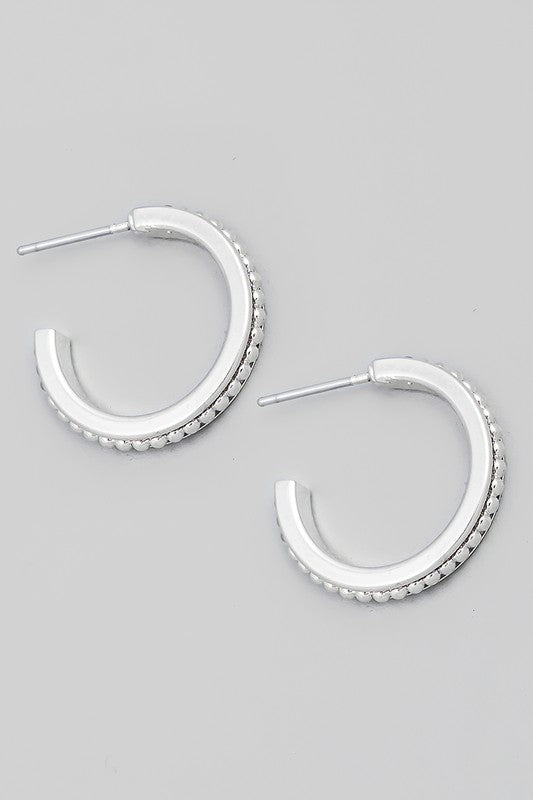 Small Detailed Hoop Silver