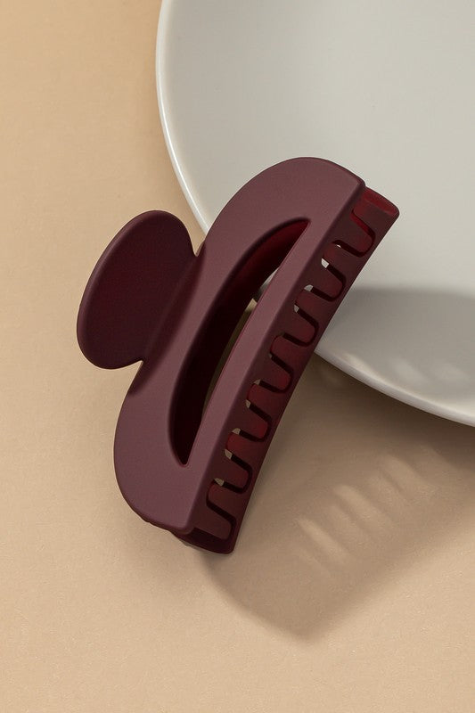 D Shape Hair Clip Burgundy