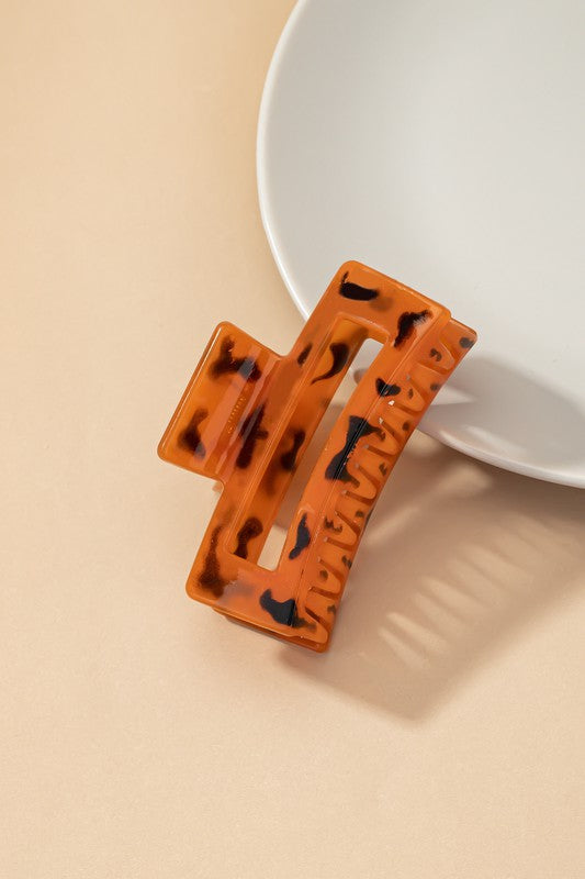 Animal Print Rectangle Clip Rust