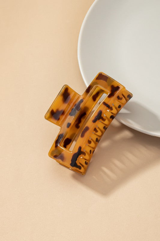 Animal Print Rectangle Clip Brown