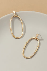 Oval Shape Hoop Earrings Gold