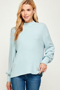Mock Neck Sweater Chambray