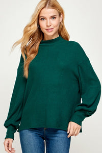 Mock Neck Sweater H Green