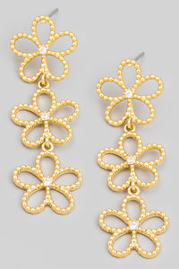 Flower Dangle Earrings Gold