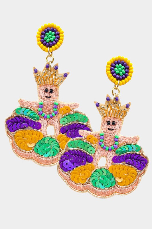 Mardi Gras King Cake Baby Dangle