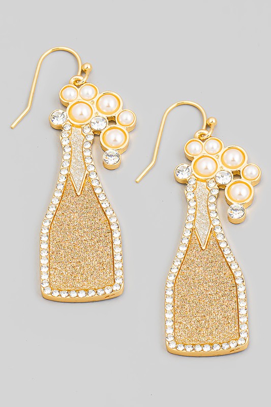 Champagne Bottle Earrings Gold