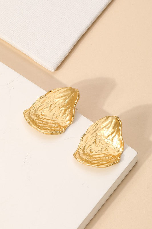 Oval Textured Earrings Gold