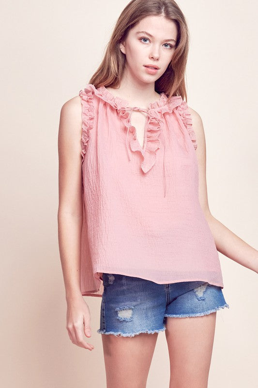Flutter Sleeve Gauze Top Pink Blossom