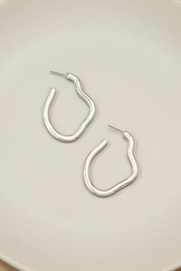 Irregular Hoop Earrings Silver