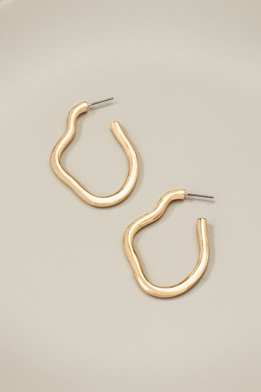 Irregular Hoop Earrings Gold