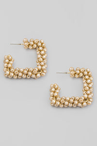 Beaded Squared Hoop LMocha