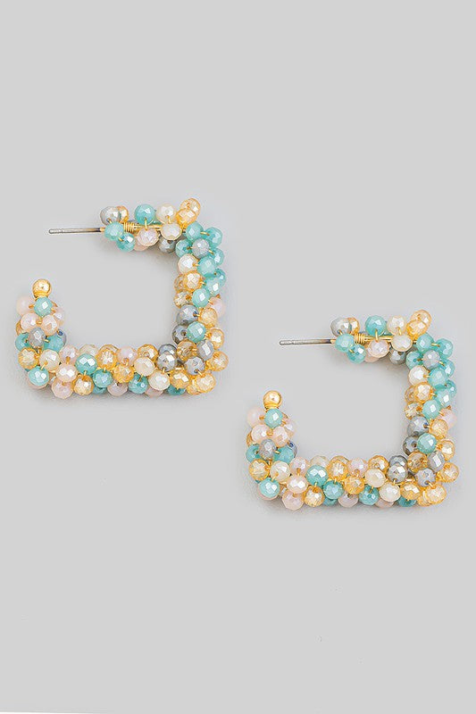 Beaded Squared Hoop Multi