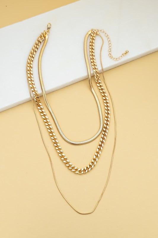 Three Row Mix Chain Gold