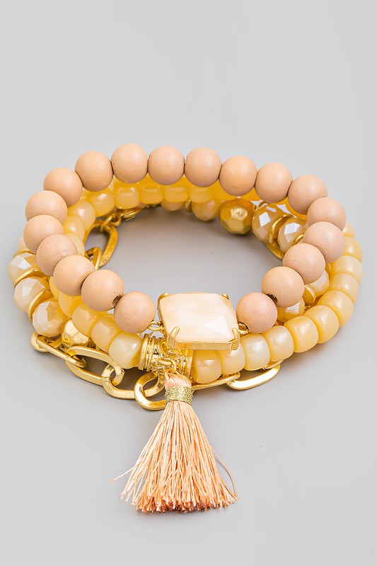 Stone Beaded Tassel Set Rose