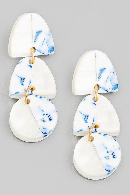 Tri Drop Earrings Blue