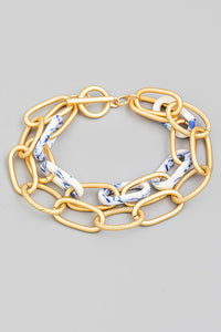 Layered Chain Link Bracelet Blue