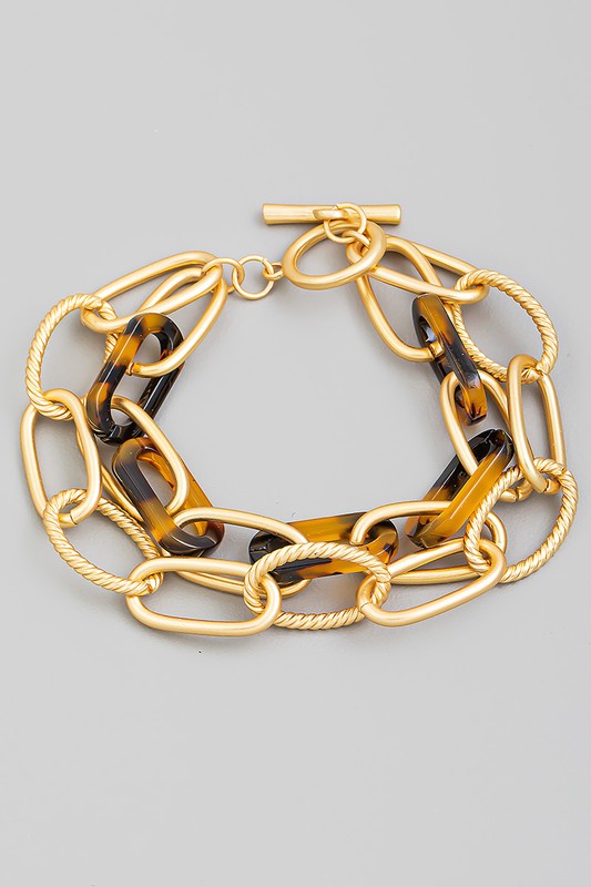 Layered Chain Link Bracelet Tortoise