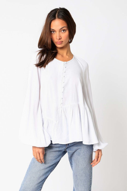 Bubble Peplum Top White