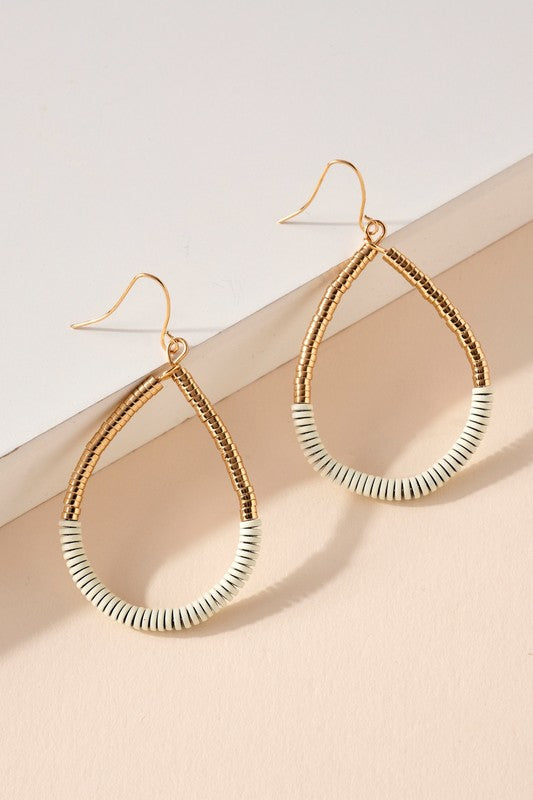 Teardrop Beaded Dangle Natural