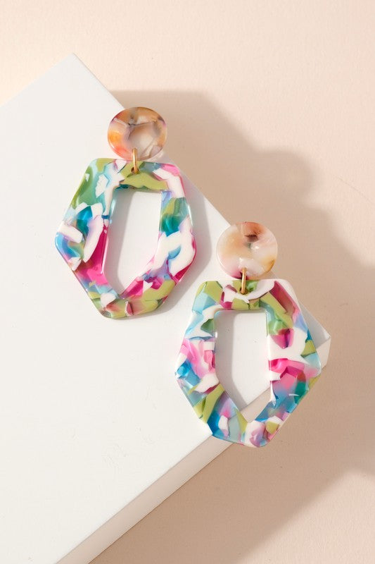 Marbled Acetate Earrings GRNMLT