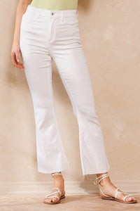 High Rise Cropped Kick Flare White