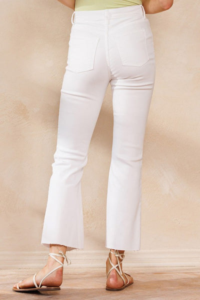 High Rise Cropped Kick Flare White