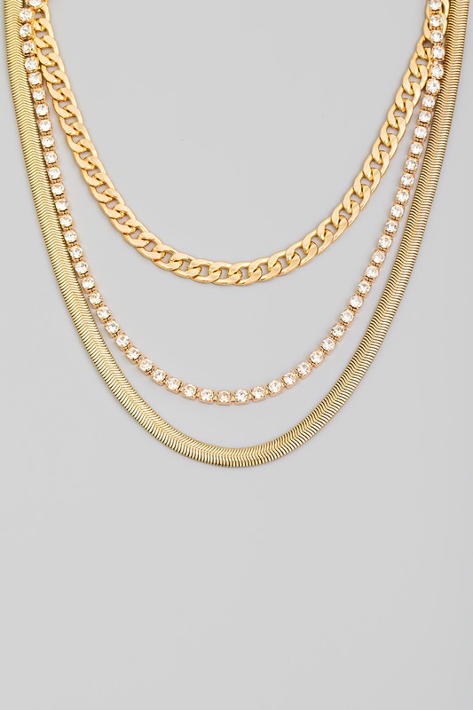 Herringbone Chain Link Layered Chain Necklace